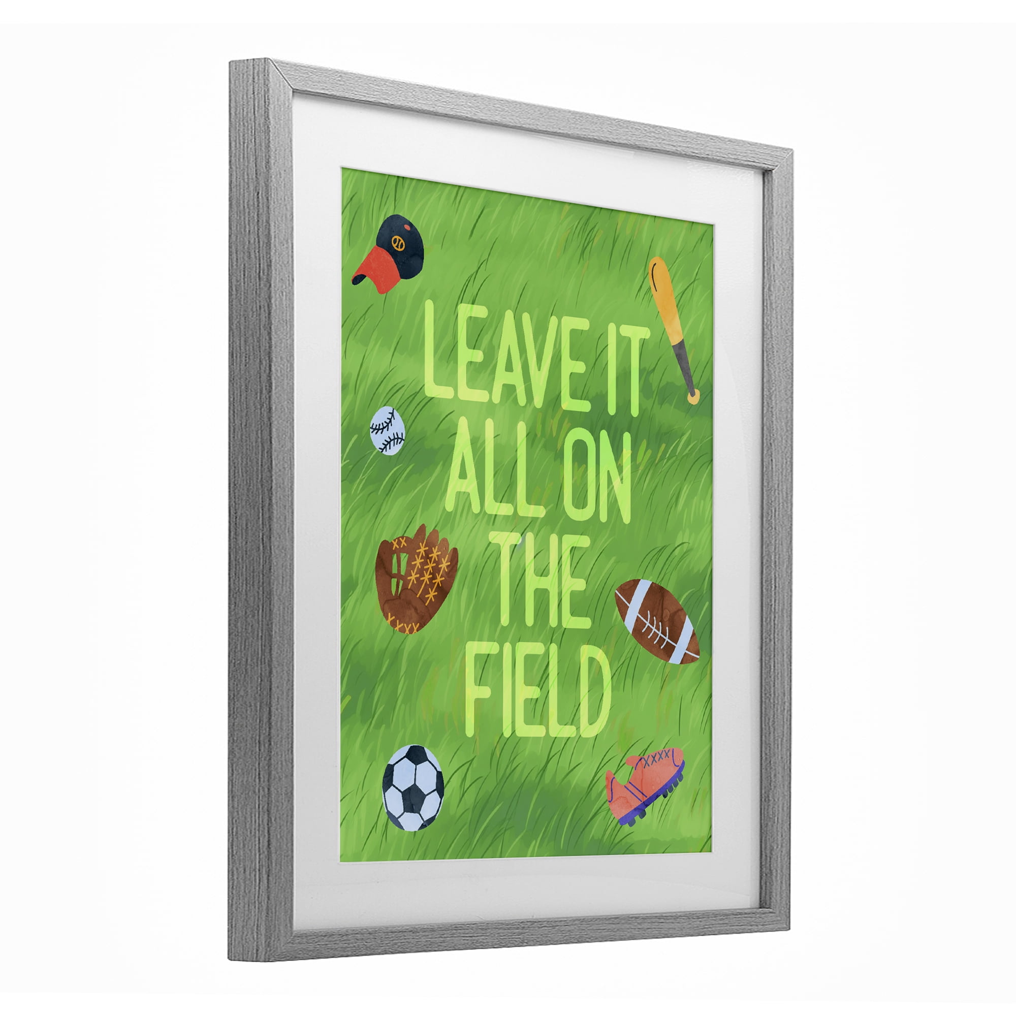 Stupell Industries Leave It On The Field Gray Framed Print Under Glass, design by Lil' Rue