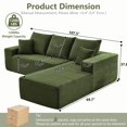 thumbnail image 5 of Tmjmj 107" Boneless L-Shaped Cloud Sectional Sofa with Chaise, Modern ModularCorduroy Deep Seat Couch Green, 5 of 6