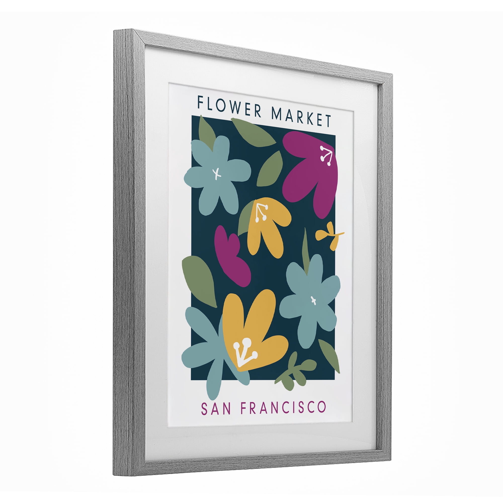 Stupell Industries Whimsical Flower Market Gray Framed Print Under Glass, design by Anna Quach