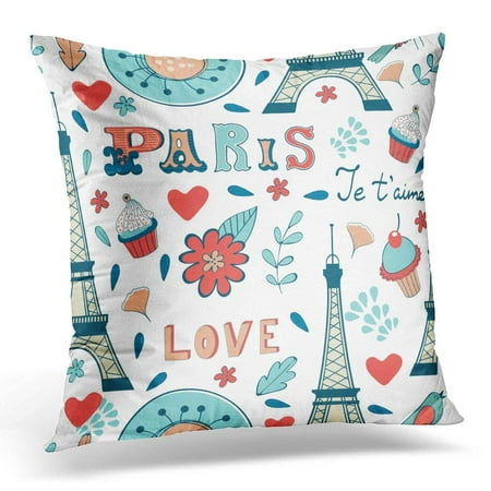 USART Eiffel Paris Colorful in Format Bakery Pillow Case Pillow Cover 20x20