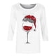 thumbnail image 3 of Puntoco Camiseta de mujer con cuello redondo, manga 3/4 y estampado navideño, jersey de cuello redondo, camiseta de manga larga con cuello redondo, 3 of 3