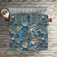 thumbnail image 2 of Ambesonne Colorful Quilted Coverlet 3 Pcs, Abstract Sea Shells, Queen Size, Blue Multicolor, 2 of 2