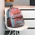 thumbnail image 2 of Gukieu Pastel Pink Beach Cafe Print Backpack, Waterproof Backpack with Adjustable Shoulder Straps, Suitable for Campus, Business, Travel, Unisex, 2 of 6