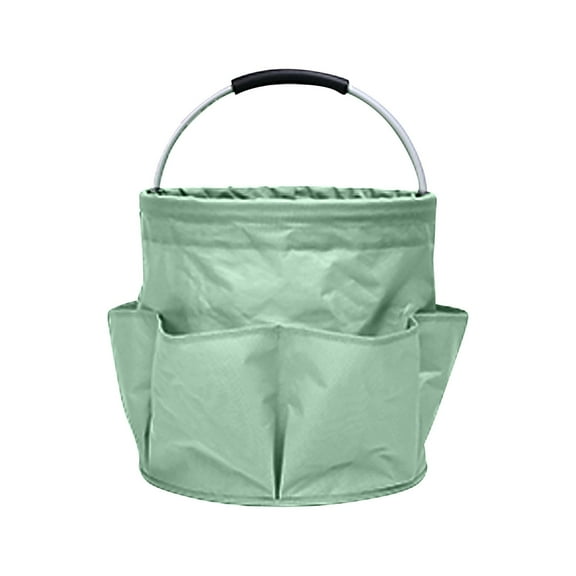 Foldable Picnic Basket - 17L Portable Outdoor Storage Basket for Beach, Park & Camping - Insulated Cooler Compartment & Removable Shoulder Strap(Green)