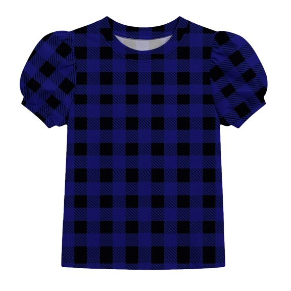 ZUKMRJPC Girls Plaid Puff Short Sleeve Shirts Casual Fashion Crew Neck Tunic Tops Kids Summer Trendy Checkered Tee Blouses 4-15 Years