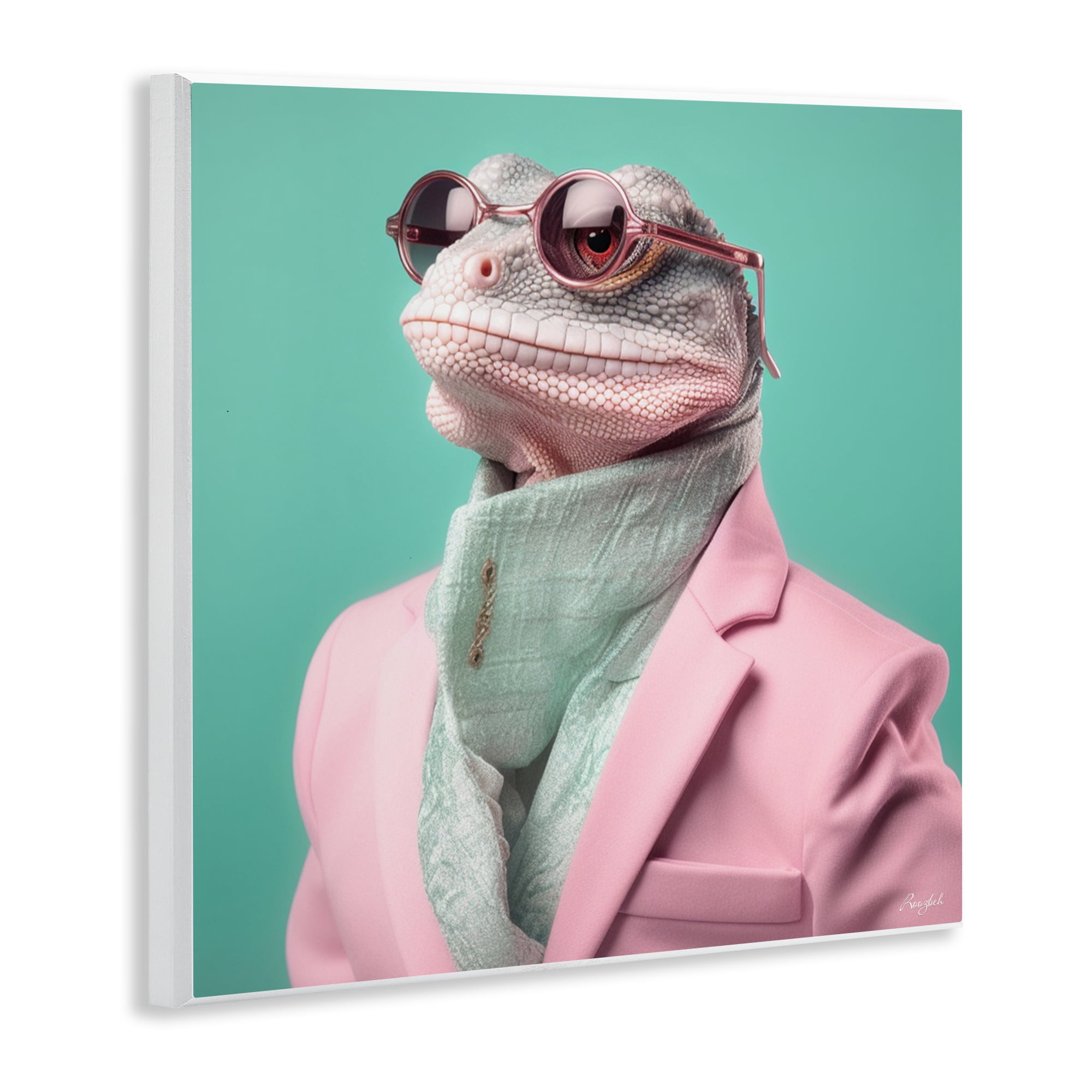 Stupell Industries Hipster Iguana Portrait Wall Plaque Art, design by Roozbeh
