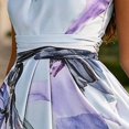 thumbnail image 4 of Zehjuhan Women's Flowy Sleeveless Maxi Dress with Ruching Tie Waist & A-Line Silhouette – Floral Print for Party & Vacation Light Blue，L, 4 of 6