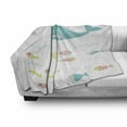 thumbnail image 3 of Whale Soft Flannel Fleece Throw Blanket, Funny Smiling Whale Cartoon with Schoal of Tiny Fish Work of Art, Cozy Plush for Indoor and Outdoor Use, 50" x 70", Yellow White, by Ambesonne, 3 of 6