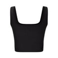 thumbnail image 4 of JGGSPWM Womens Square Neck Longline Sports Bra Workout Crop Tank Tops Padded Yoga Camisole with Built in Pads Black XXL, 4 of 5