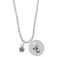thumbnail image 1 of Delight Jewelry Silvertone Mini Starfish Two Sided Silvertone Script Initial Disc - E - Charm Necklace, 20"+3", 1 of 4