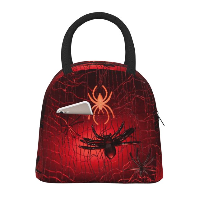 Fotbe Black Spider Web With Spiders Bolsa de Almuerzo con Estampado, Lonchera Aislada, Contenedor de Comida Reutilizable Tipo Cooler a Prueba de Fugas