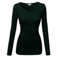 thumbnail image 3 of Emmalise Women's Basic Athletic Fit Tshirt Long Sleeves Round Crew Neck Tee (3Pk Dark Rust, Dark Green, Black, Large), 3 of 4