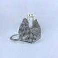 thumbnail image 3 of Xiao Hua Bolso de hombro tejido para mujer, bolso de mano y neceser, elegante bolso de playa de verano, 14 x 11 x 15 cm (plateado)., 3 of 5