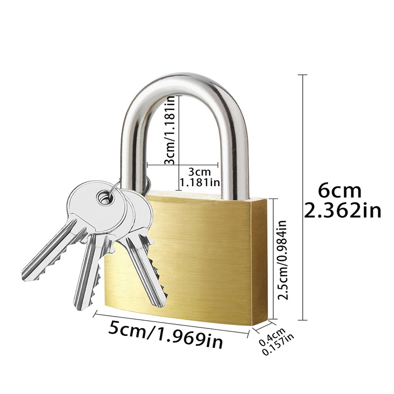 Shiyi Solid Brass Padlock with Keys, 2.36 Inches photo 2