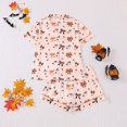 thumbnail image 3 of Halloween Pajamas Women 2026, Cute Satin Ghost Pumpkin Print Short Sleeve Button Top and Shorts Matching Sleepwear Pajamas, 3 of 5