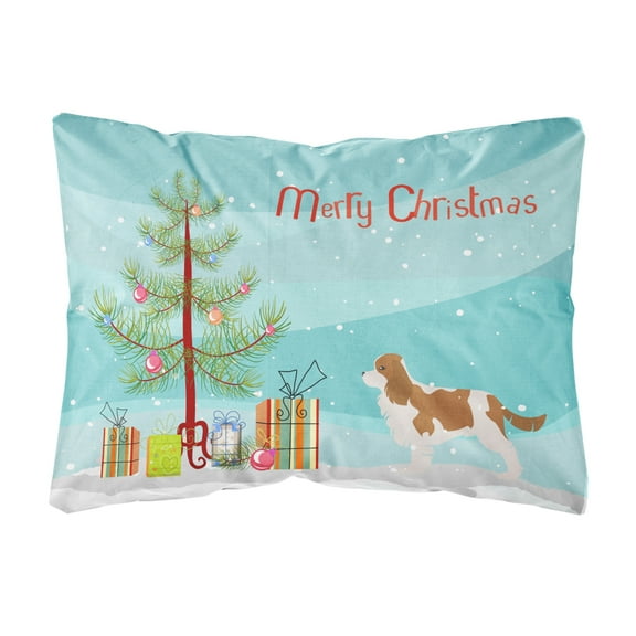 Carolines Treasures BB2967PW1216 Cavalier King Charles Spaniel Merry Christmas Tree Canvas Fabric Decorative Pillow, 12H