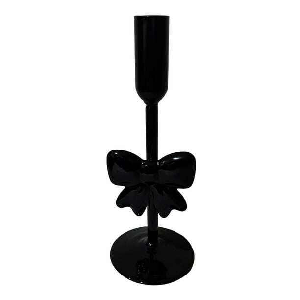 Juego de Candelabros Navideños de Cristal Transparente con Lazo | Portavelas de 25 y 20 Cm | Lazo Rojo Decorativo | Decoración Navideña para La Mesa | Paquete de 2