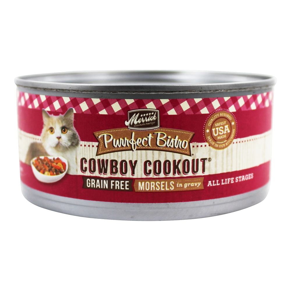 Merrick Purrfect Bistro Adult Canned Cat Food Morsels in Gravy Cowboy