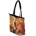 thumbnail image 3 of Independence Day Canvas Leather Mix Handbag - Stylish Twill Sponge Jeanette Hand-Held Purse, 30x10.5x39cm/11.8x4.1x15.4in, 3 of 5