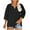 Black, variant on BangWanChi Loose Shirts for Women Fashion Plus Size Solid Color V-Neck 3/4 Sleeve Shirt Blouses