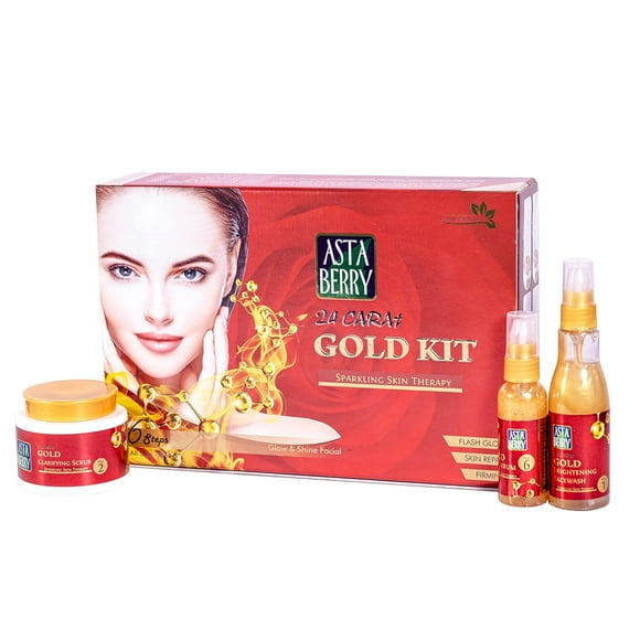 Astaberry Gold Facial Kit 6 Steps For Women Skin Repair Glow Shine