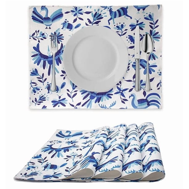Manteles Individuales para Mesa, 4 pz Tapete Rectangular de Tela Fina Premium, Resistente e Impermeable, Medida 35 cm x 45 cm