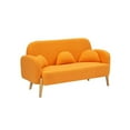 thumbnail image 5 of 59.1" Orange Two-Seater Sofa in Cozy Teddy Velvet with Three Lumbar Pillows, 5 of 7