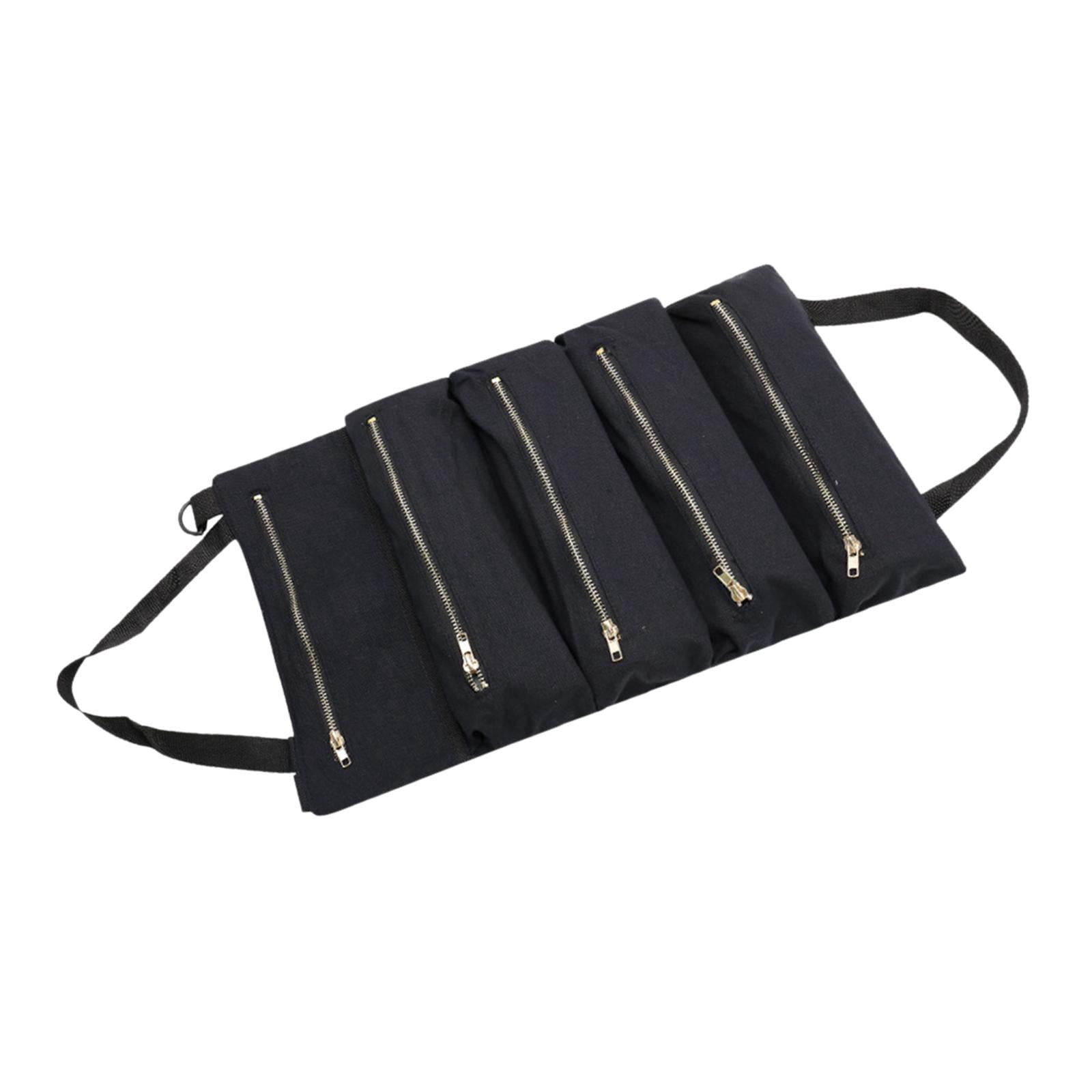 Wrench Tools Pouch Collapsible Roll up Tool Bag Small Tool Bag for Carpenter black
