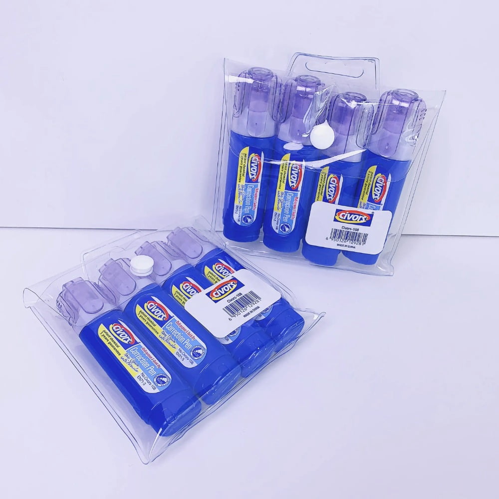 4-Piece Correction Fluid Set: Strong Coverage, Quick-Dry, Smudge-Proof – Ideal for Error Correction