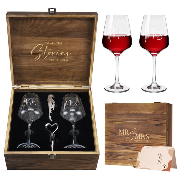 Set de copas de vino AW BRIDAL Mr and Mrs Wedding Gifts 2026