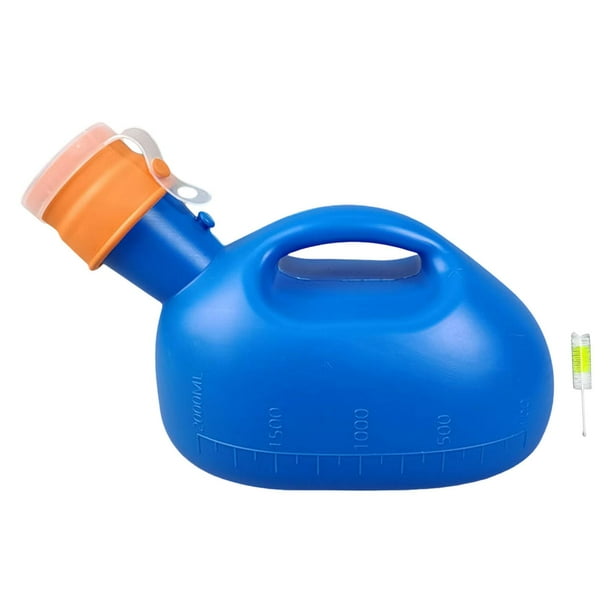Botella de orinal portátil para hombres, olla de colección de orinal, sin derrames, a prueba de fugas, botella para orinar para conducir al aire libre 2000ml Azul