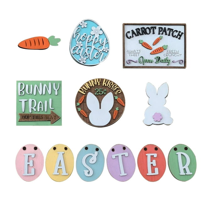 Pisexur Easter Decorations Easter Mini Wooden Sign Spring Easter Gift Party Pack For Home And Office Kitchens