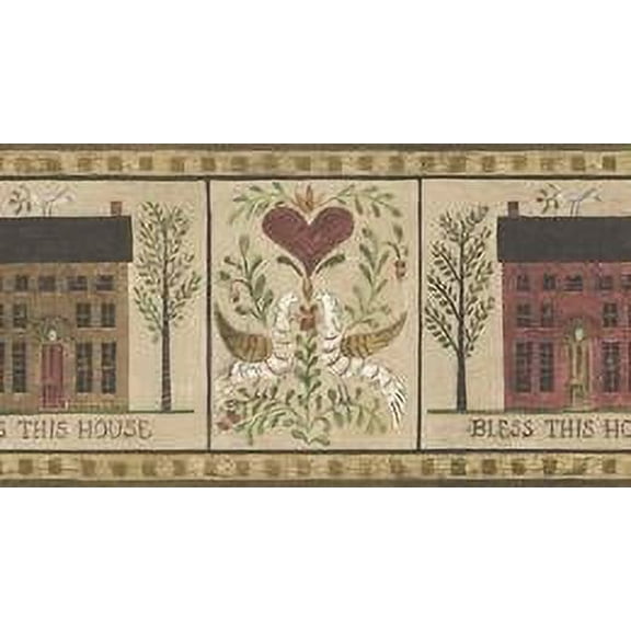 879741 Bless This House Birds Wallpaper Border BVB50174