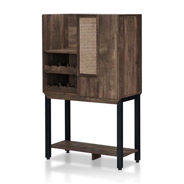 Pemberly Row Transitional Wood 8-Bottle Wine Cabinet in Reclaimed Oak