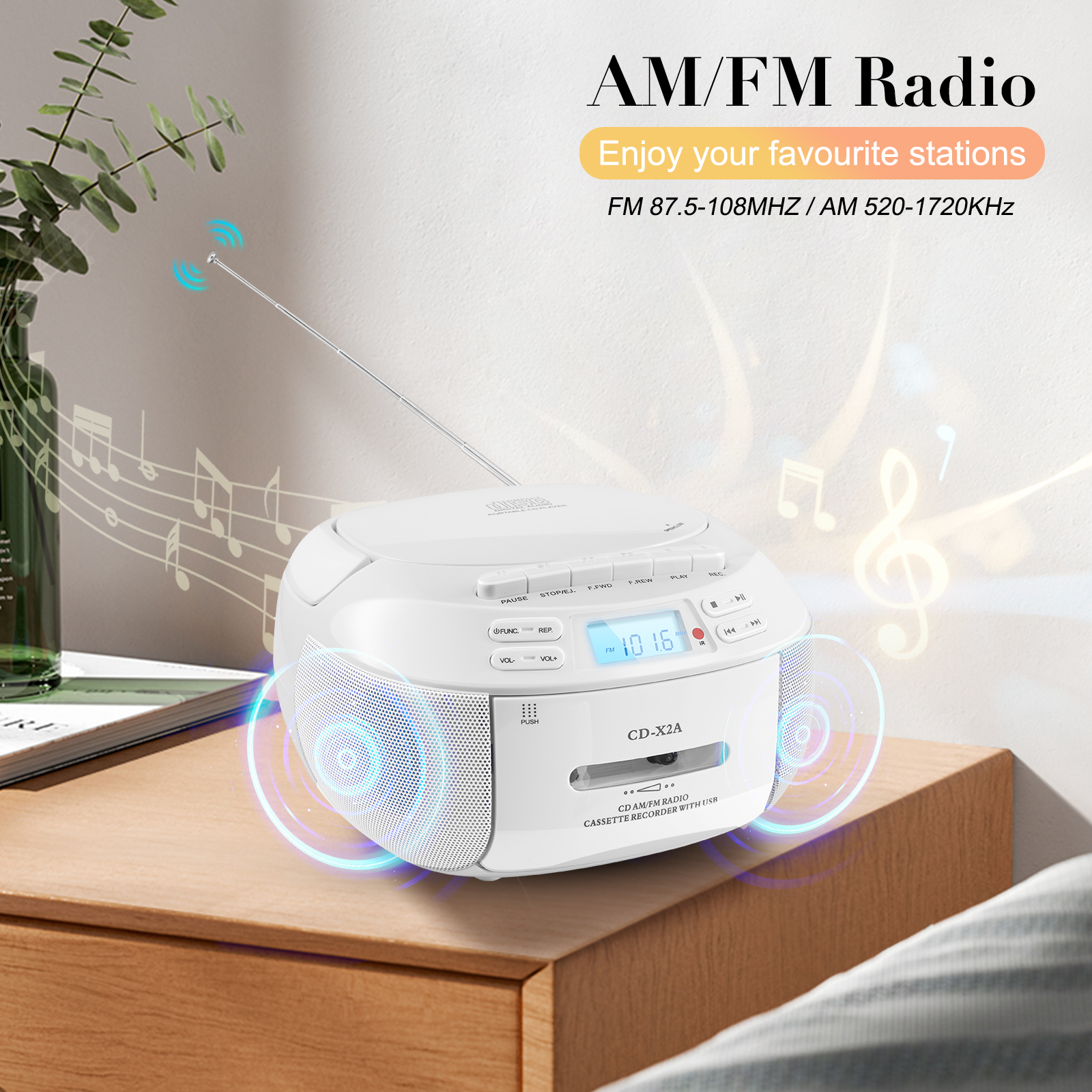 Sun & Moon Boombox With CD, Cassette, Radio & Bluetooth photo 7