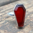 thumbnail image 2 of Garnet Natural Gemstone Coffin Ring, Genuine 925 Sterling Silver, Statement Promise Ring, Engagement Wedding Birthday Men's Women's Ring, January Birthstone Unique Gifts For Him (garnet, Size 7), 2 of 9