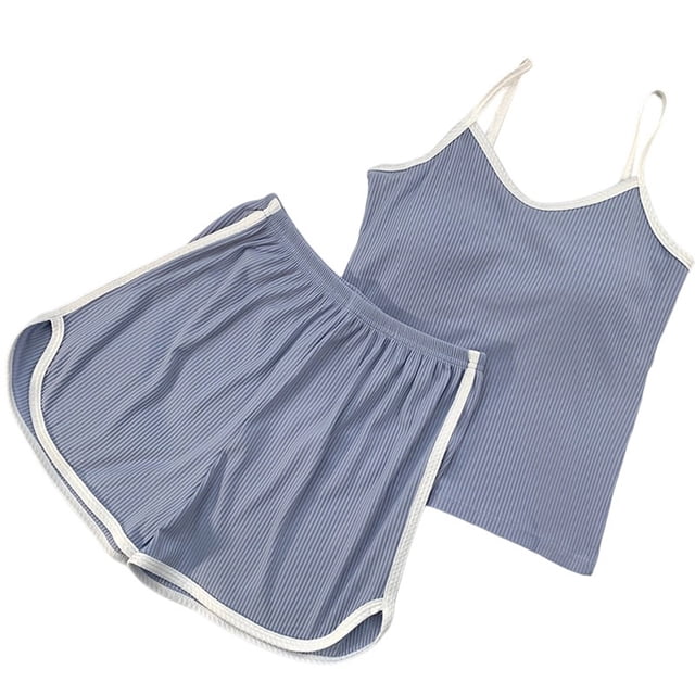 Timegard Tenues d'Été pour Femmes Débardeur Col en V Shorts Confortables Décontractés Ensembles de Course