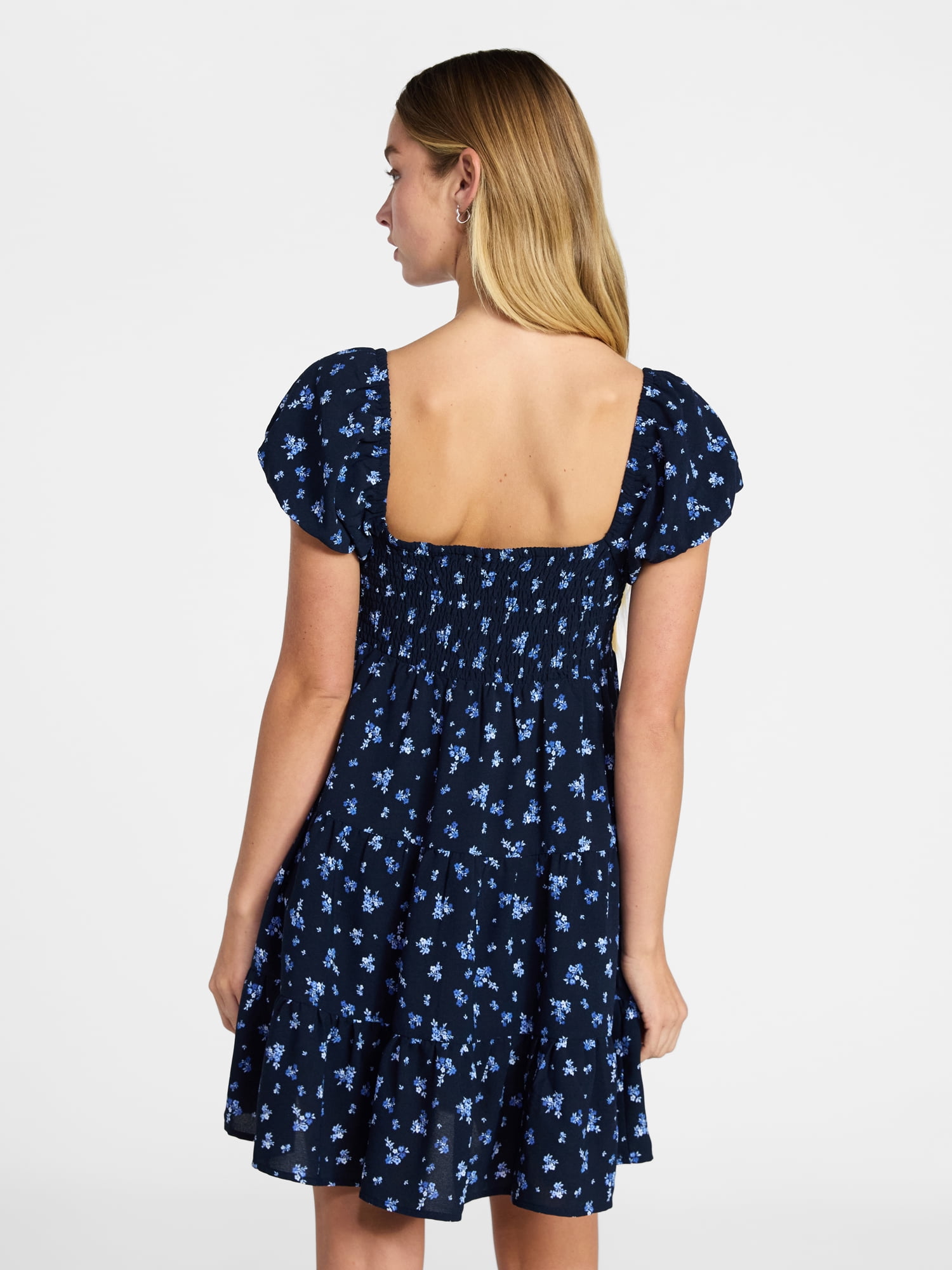 No Boundaries Bubble Sleeve Babydoll Dress, Women’s XXS-XXL