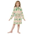 thumbnail image 6 of FORMRS Niños Bathrobe Unisex Hooded Robe Soft Plush Pajamas Sleepwear, Size 4-6T, Green Symmetrical Stars, 6 of 7