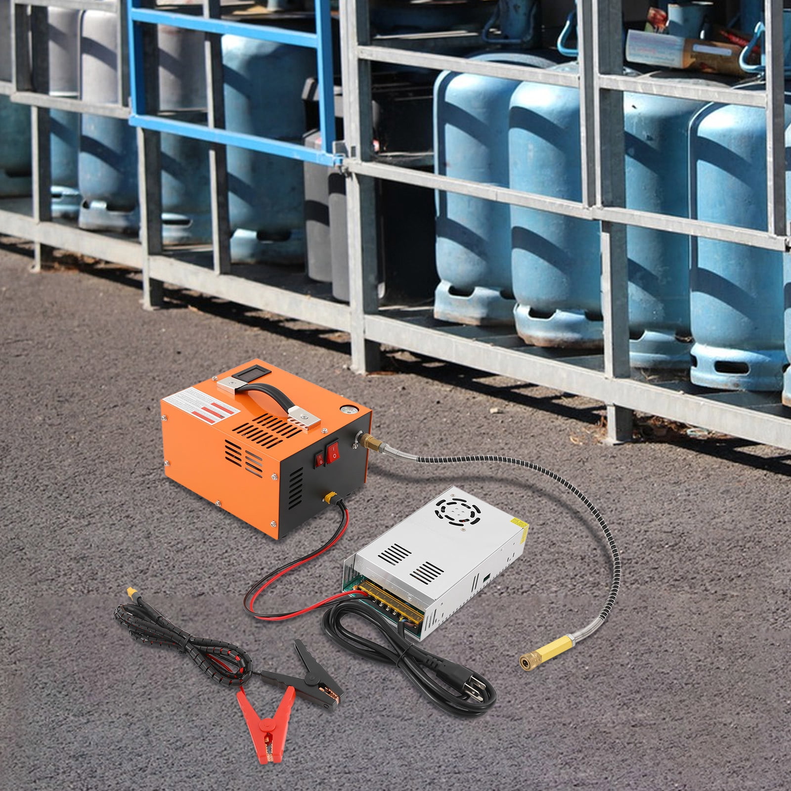 300W 30 MPa Air Compressor Stainless Steel Orange Air Compressor for PCP Air Rifles Air Pistols PCP Air Guns
