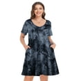 thumbnail image 3 of VEPKUL V Neck Short Sleeve Casual Swing T Shirt Dress with Pockets Plus Size Dresses for Women T10-Black_4X, 3 of 8