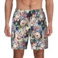 thumbnail image 2 of Picia Colorful Flowers pattern Mens Swim Trunks with Compression Liner Stretch Beach Shorts Quick Dry with Zipper Pockets No-Chafing Board Shorts-3X-Large, 2 of 9