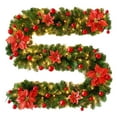 thumbnail image 3 of Gymnture Decorative 9 Foot Christmas Garland With Red Berries And Lights (battery Case), 3 of 10