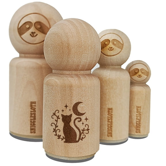 Cat Moon Stars Rubber Stamp for Scrapbooking Crafting Stamping - Mini 1/2 Inch