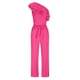 thumbnail image 4 of BLVB Women's Summer Casual Jumpsuits Ruffle a Shoulder 1 Piece Belted Long Pants Rompers with Pockets, 4 of 6