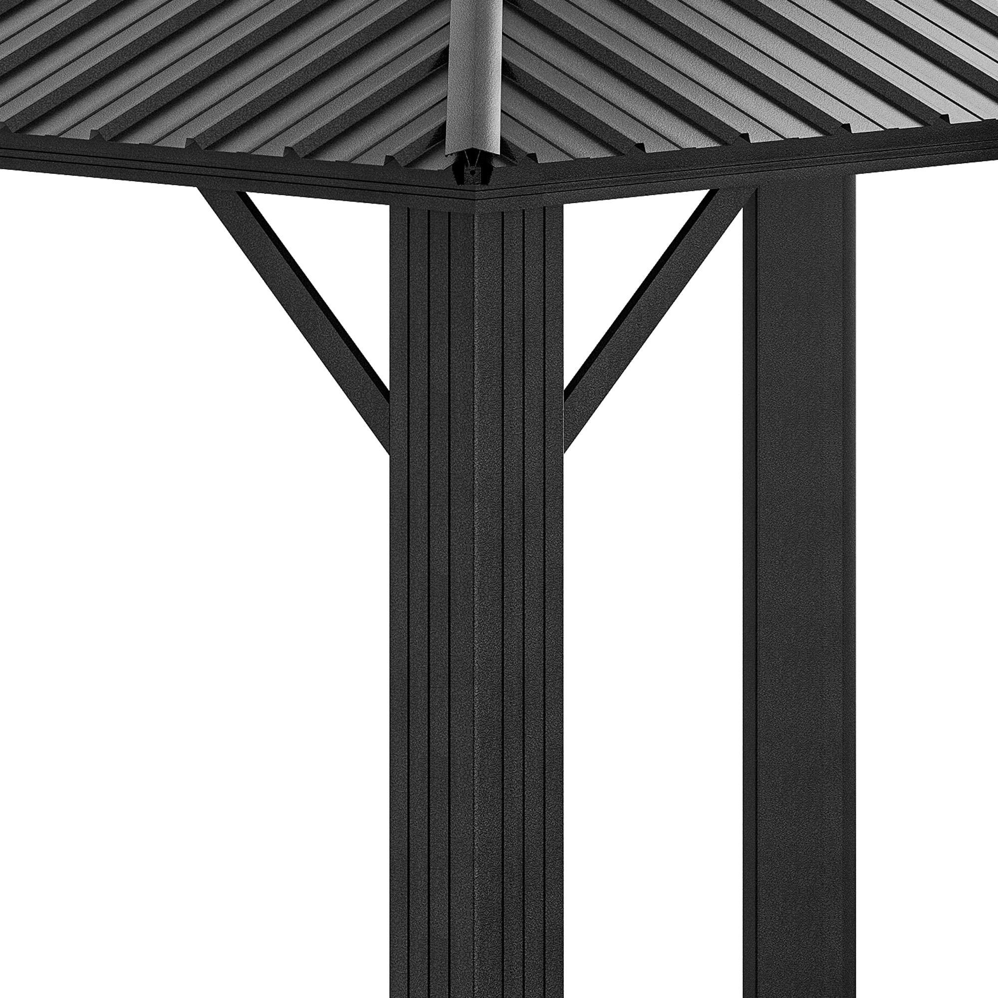 Dextrus 12x18ft Large Double Roof Hardtop Gazebo with Nettings & Gray Curtains,Heavy Duty Double Roof Galvanized  Iron Aluminum Canopy,Sunshade for Garden, Patio, Lawns, Black&Gray