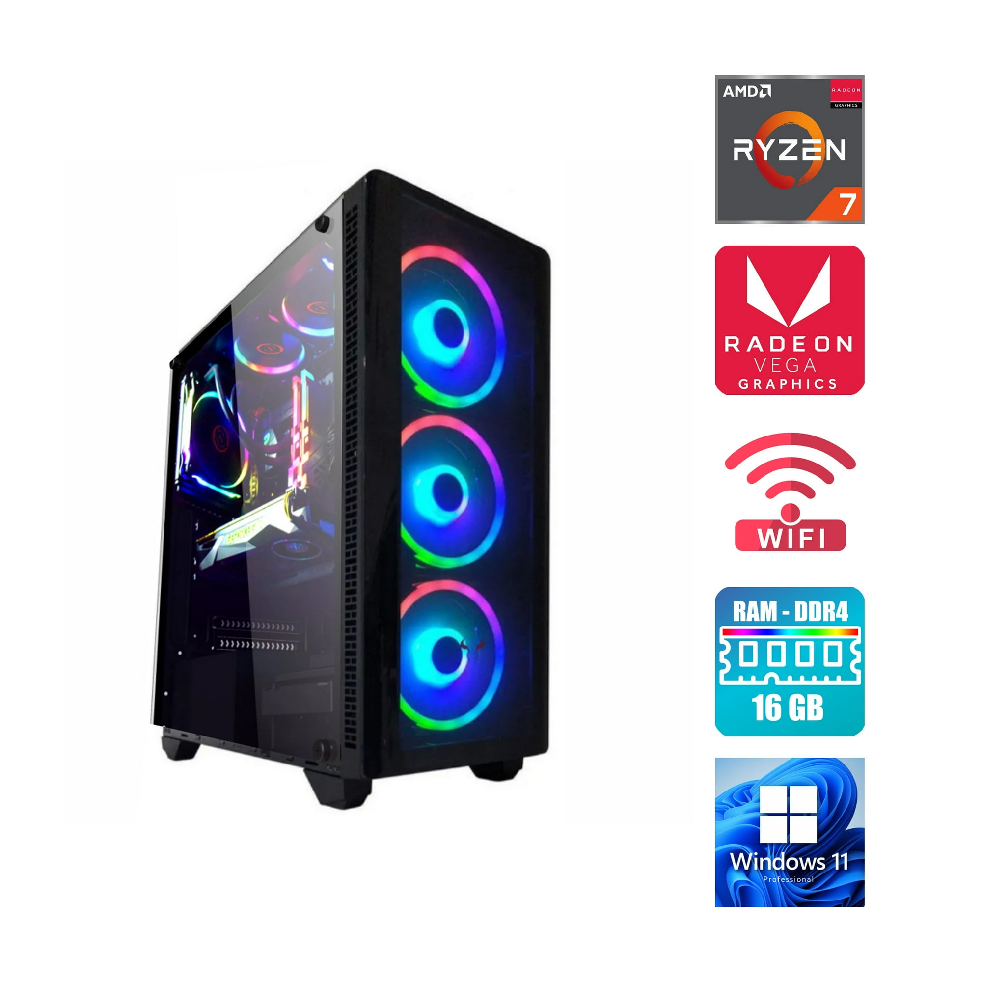 Pc Gamer Amd Ryzen 7 5700G - Gráficos Vega - 16 Gb Ram - Ssd 500Gb M.2 - 1 Tb 7200 Rpm - Riotoro Cr110Tgs