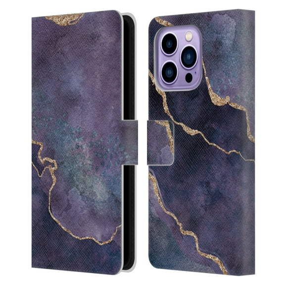 Head Case Designs Officially Licensed LebensArt Mineral Marble Purple Leather Book Wallet Case Cover Compatible with Apple iPhone 14 Pro Max
