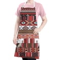 thumbnail image 5 of Red Boho Tribal Diamonds and Rectangles Apron-Garden Aprons for Women with Pockets-Cotton Linen Waterproof Kitchen Cooking Gardening Aprons Adjustable for Kitchen,Cooking,BBQ and Salon 33x27 Inch, 5 of 7