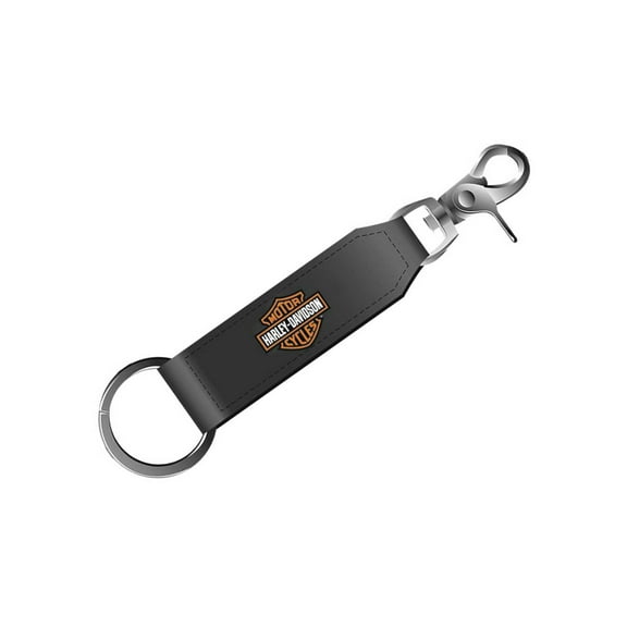 Harley-Davidson Iconic Bar & Shield Logo Leather Strap Key Chain, Black, Harley Davidson